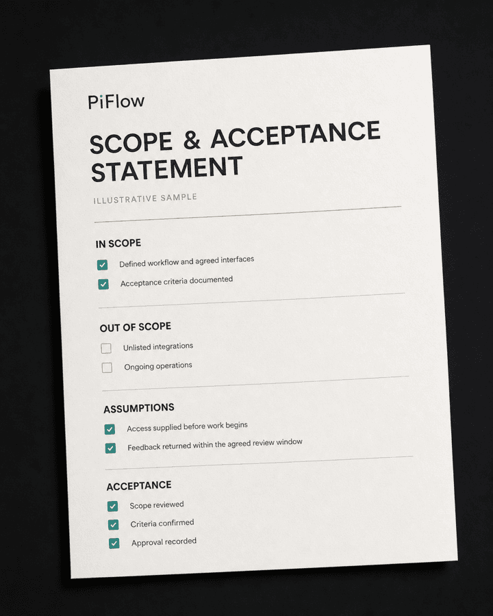 PiFlow sample Delivery Scope and Acceptance document