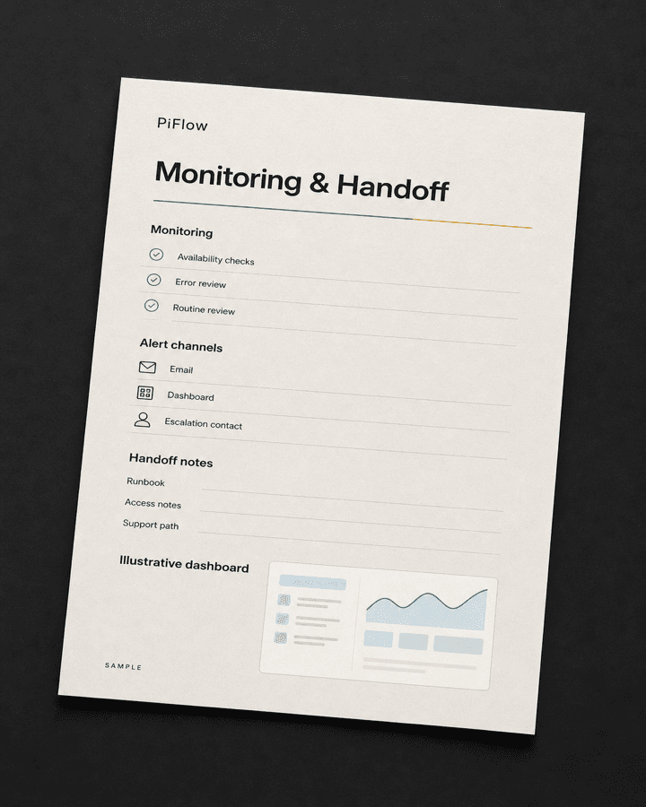 PiFlow sample handoff and monitoring plan with no client data