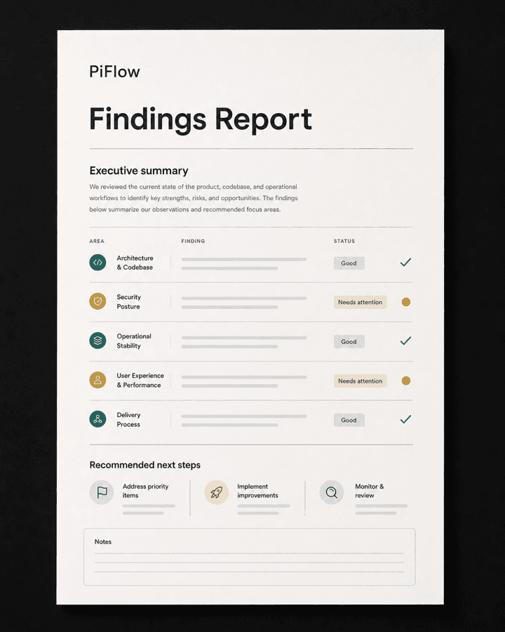 PiFlow sample Technical Findings Report with no client data